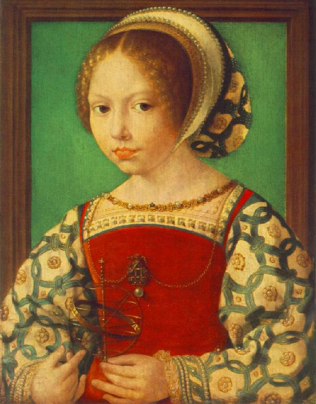 GOSSAERT, Jan (Mabuse) Young Girl with Astronomic Instrument f China oil painting art